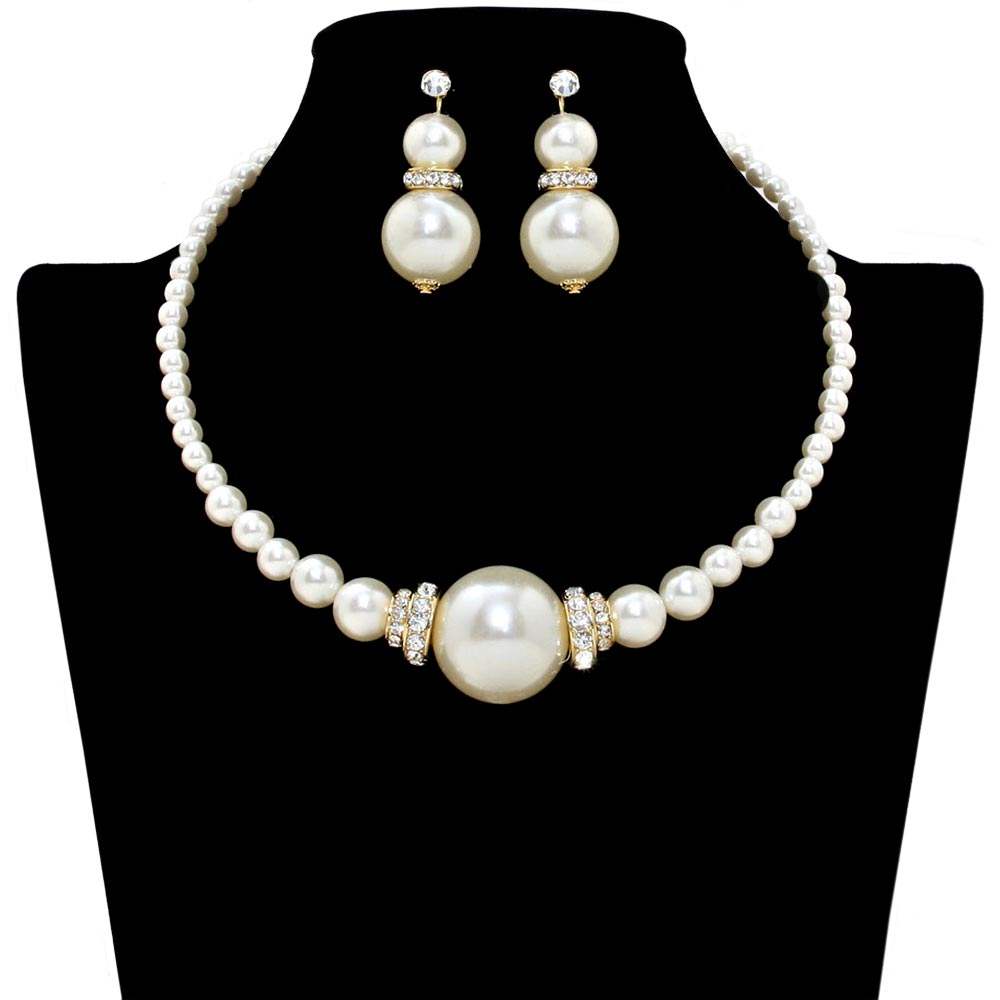 Pearl Necklace Earring Set - Madeline Love - Flyclothing LLC