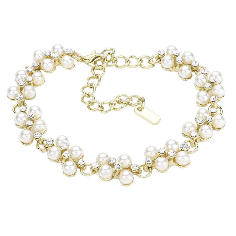Pearl Rhinestone Evening Bracelet - Madeline Love - Flyclothing LLC
