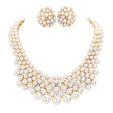 Rhinestone Embellished Pearl Cluster Necklace - Madeline Love - Flyclothing LLC
