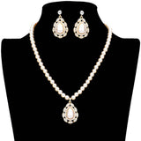 Rhinestone Embellished Teardrop Pearl Accented Necklace - Madeline Love - Flyclothing LLC