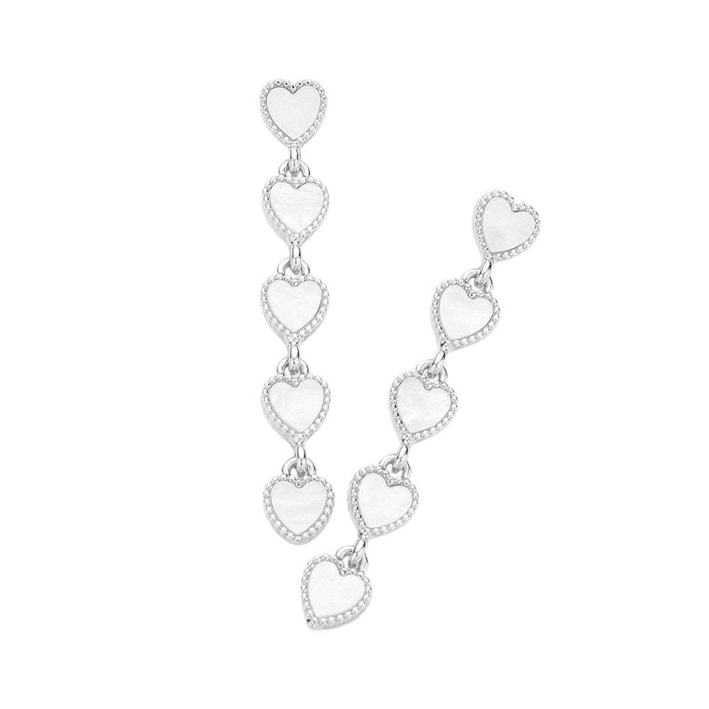 Pearl Heart Pendant Link Dropdown Earrings - Madeline Love - Flyclothing LLC