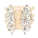 Trendy Stone Embellished Layered Pearl Stretch Bracelet - Madeline Love - Flyclothing LLC