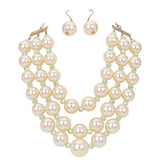 Triple Layered Chunky Pearl Necklace - Madeline Love - Flyclothing LLC