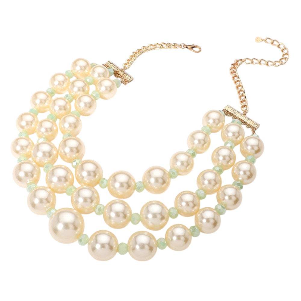 Triple Layered Chunky Pearl Necklace - Madeline Love - Flyclothing LLC