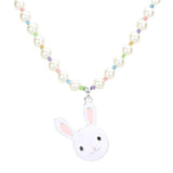 Enamel Easter Bunny Pendant Pearl Necklace - Madeline Love - Flyclothing LLC