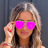 Cristina - Tangle Free - Mirrored Pink Aviator Sunglasses - TopFoxx - Flyclothing LLC