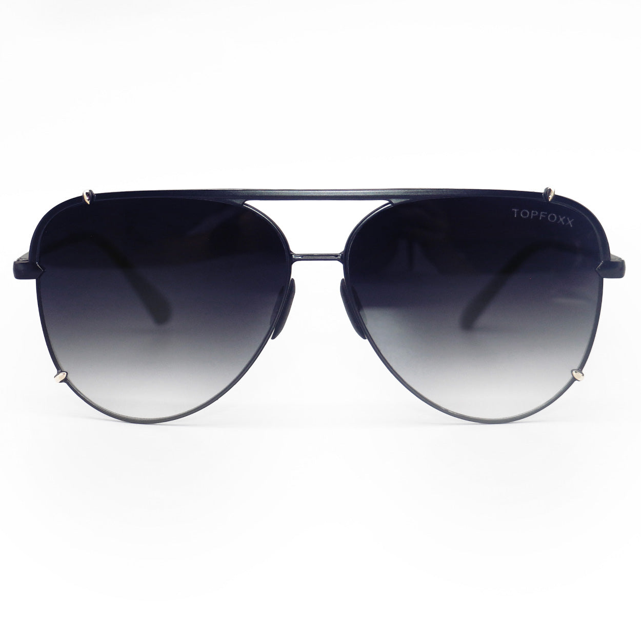 Cristina - Tangle Free - Faded Black and Gold Aviator Sunglasses - TopFoxx - Flyclothing LLC