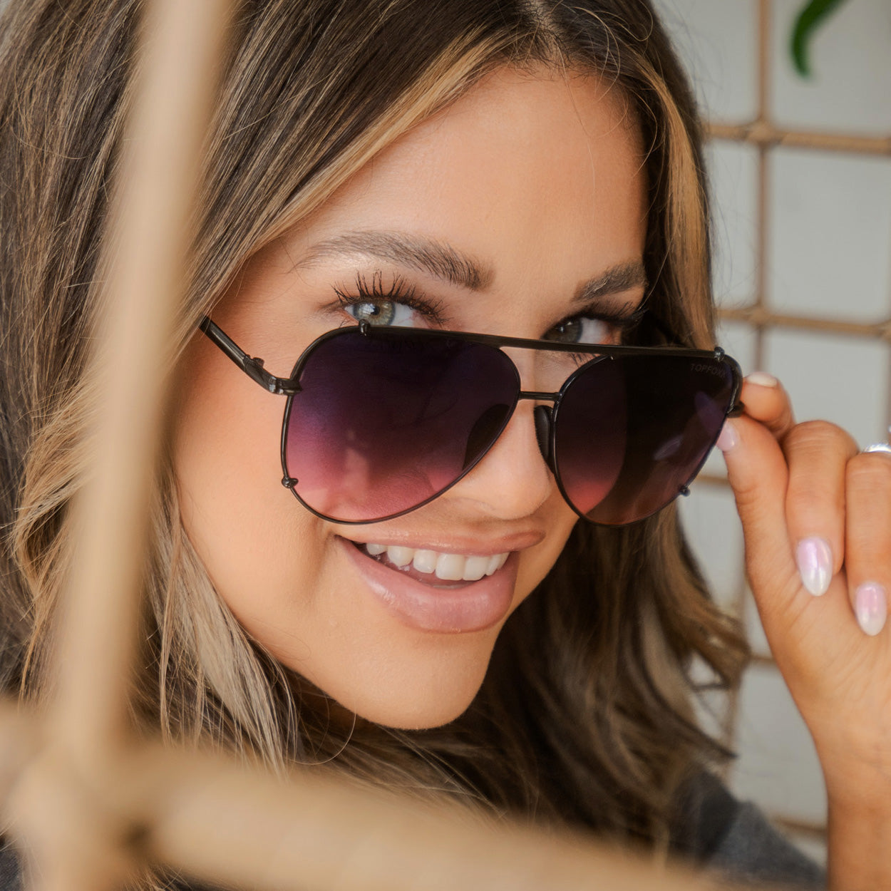Cristina - Tangle Free - Faded Purple & Pink Aviator Sunglasses - TopFoxx - Flyclothing LLC