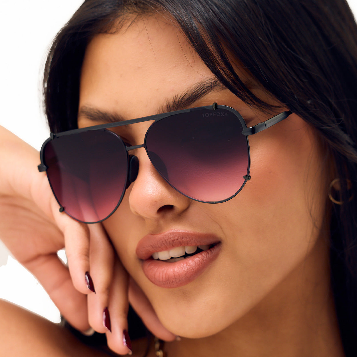 Cristina - Tangle Free - Faded Purple & Pink Aviator Sunglasses - TopFoxx - Flyclothing LLC
