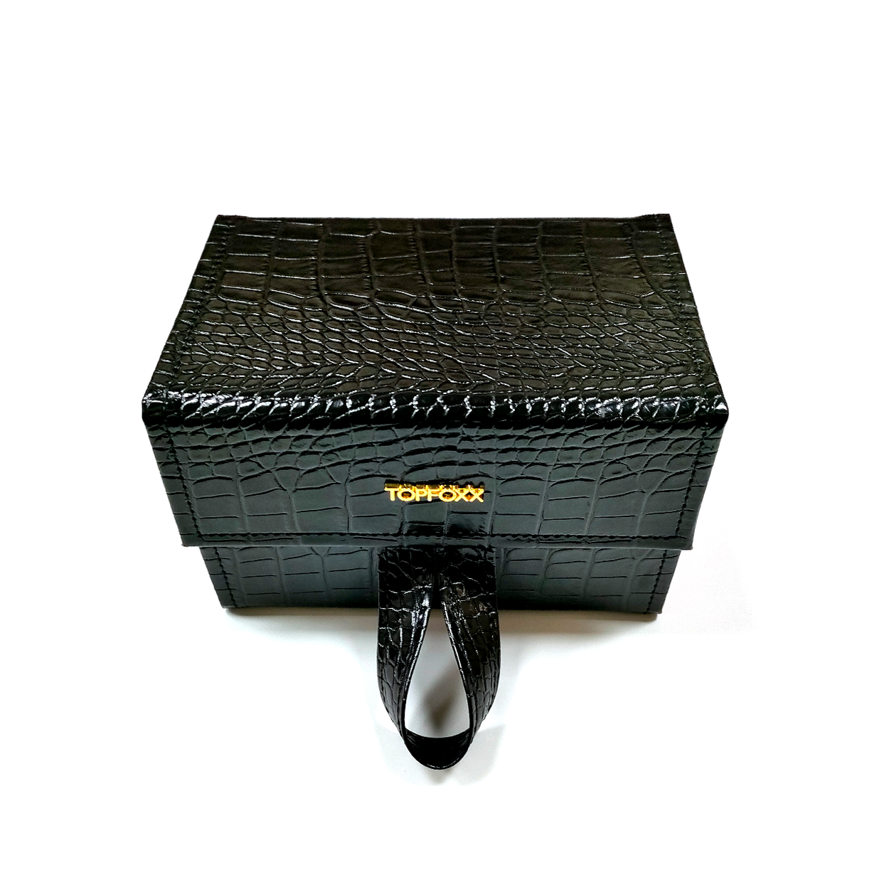 Black Faux Croco Travel Case - TopFoxx - Flyclothing LLC