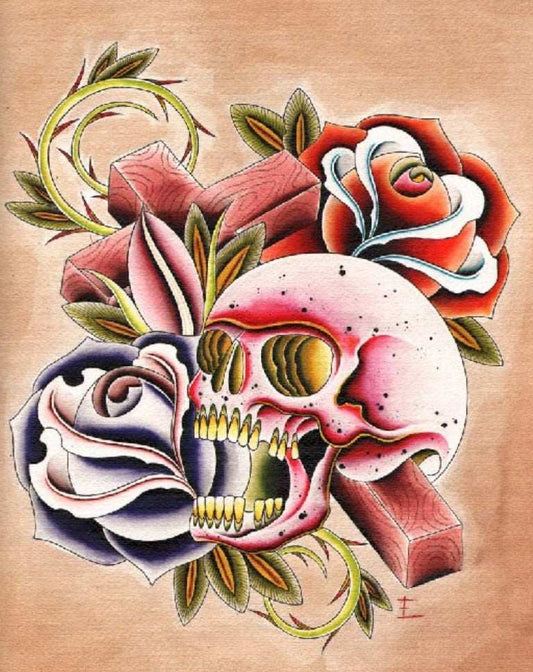 Black Market Art Company Cross & Skull Print - Black Market Art Company - Flyclothing LLC