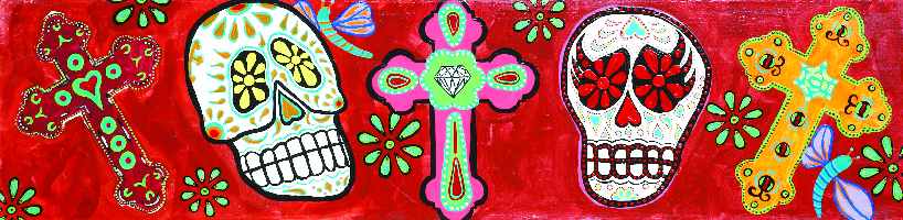 Black Market Art Company Crosses & Skull Print