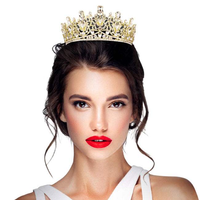 Teardrop Marquise Stone Accented Crown Tiara - Madeline Love - Flyclothing LLC