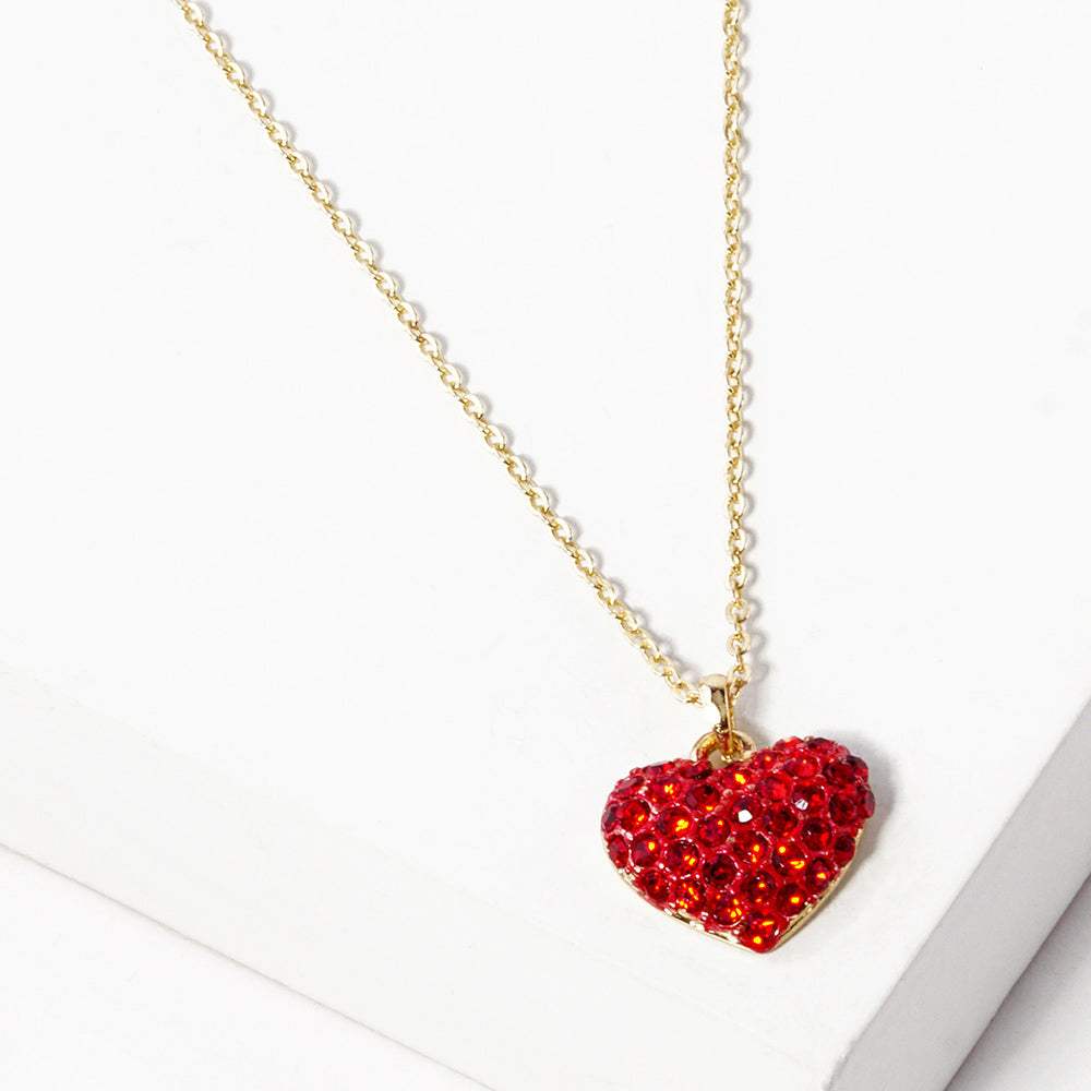 Crystal Pave Heart Pendant Necklace - Madeline Love - Flyclothing LLC