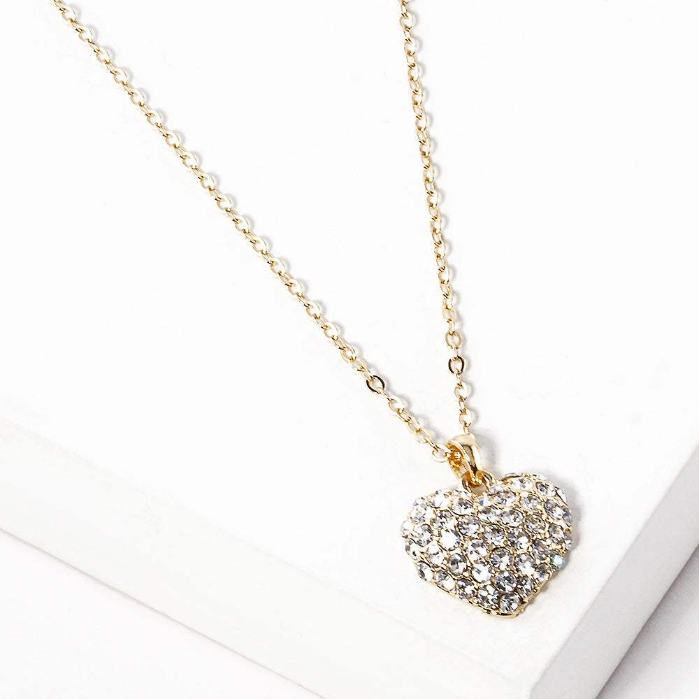 Crystal Pave Heart Pendant Necklace - Madeline Love - Flyclothing LLC