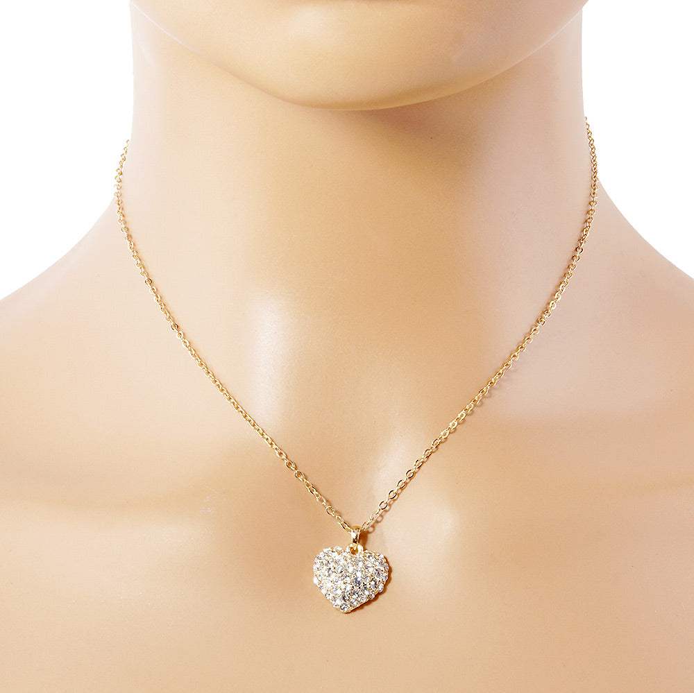 Crystal Pave Heart Pendant Necklace - Madeline Love - Flyclothing LLC