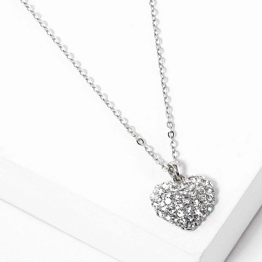 Crystal Pave Heart Pendant Necklace - Madeline Love - Flyclothing LLC