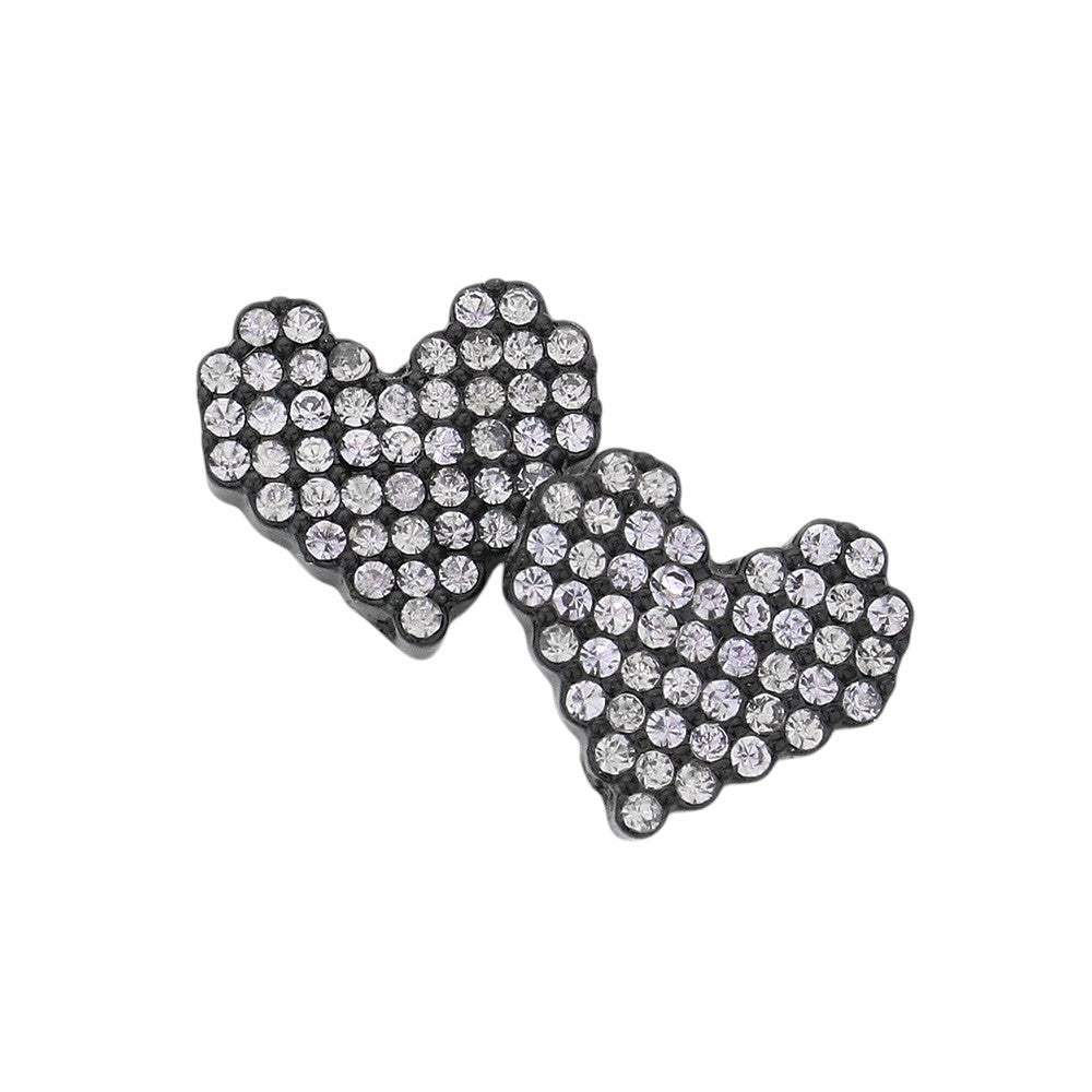 Crystal Pave Heart Stud Earrings - Madeline Love - Flyclothing LLC