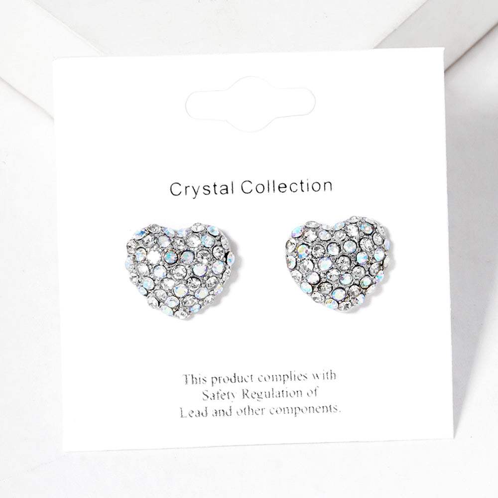 Crystal Pave Heart Stud Earrings - Madeline Love - Flyclothing LLC