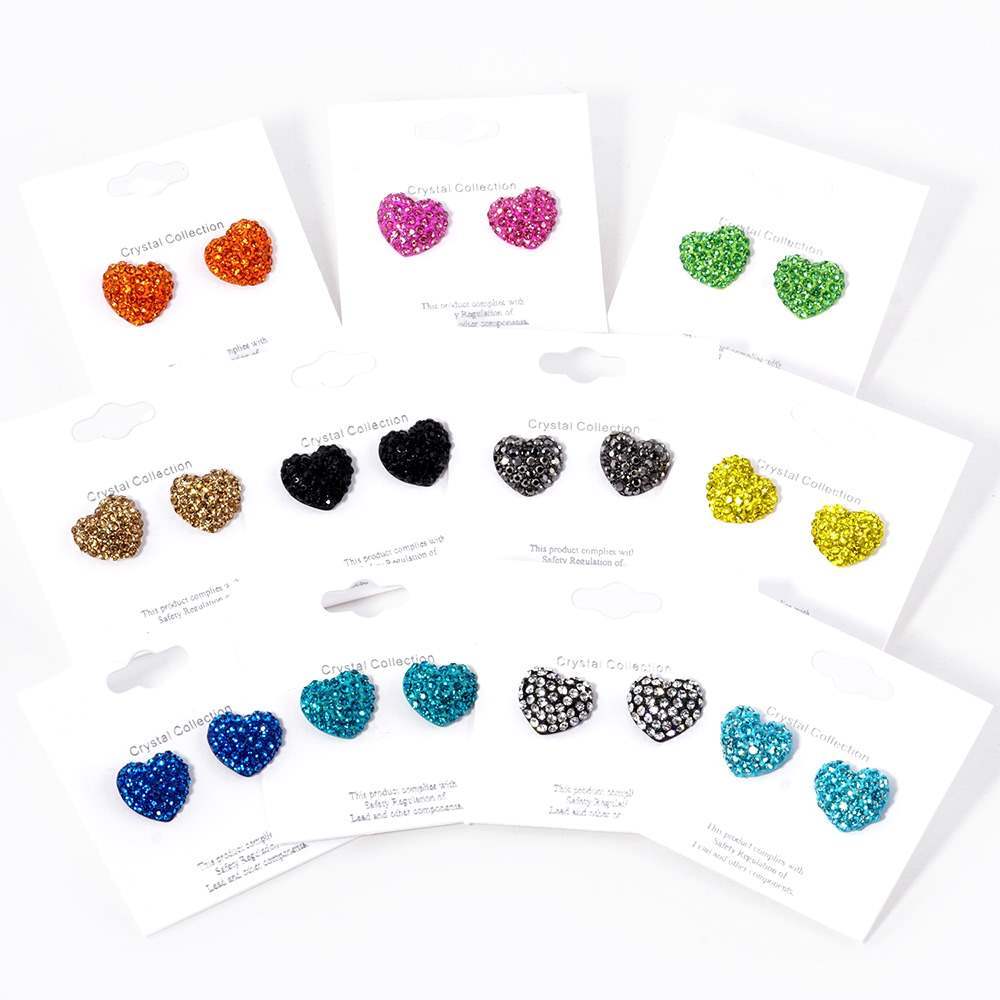 Crystal Pave Heart Stud Earrings - Madeline Love - Flyclothing LLC