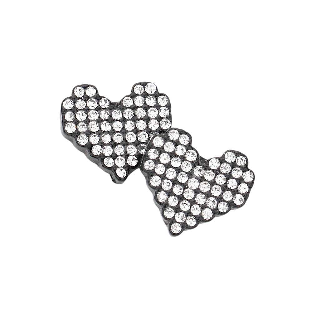 Crystal Pave Heart Stud Earrings - Madeline Love - Flyclothing LLC
