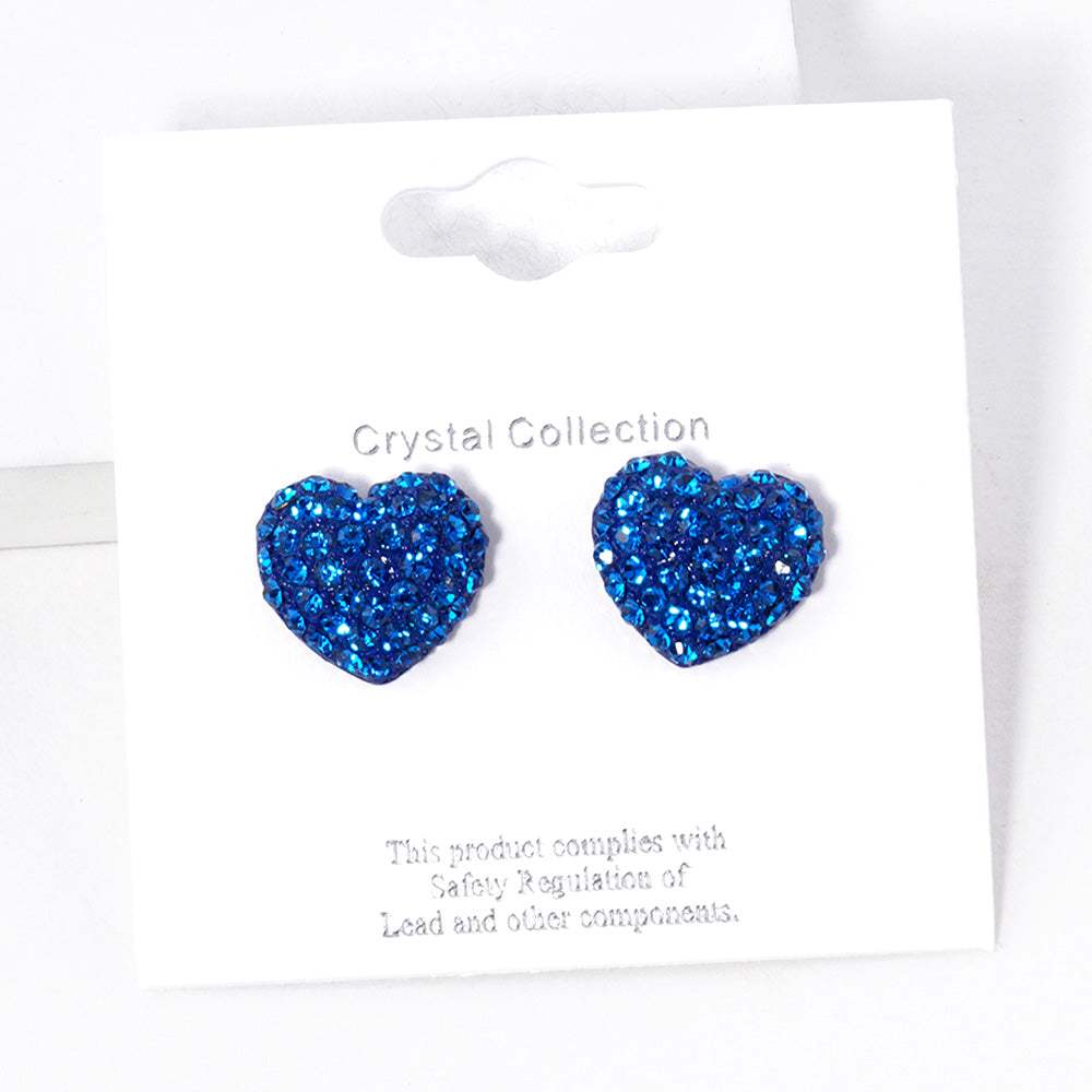 Crystal Pave Heart Stud Earrings - Madeline Love - Flyclothing LLC