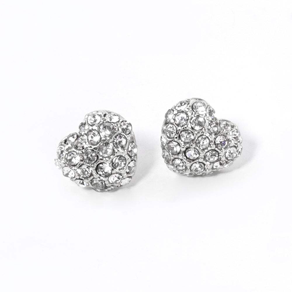 Crystal Paved Heart Stud Earrings - Madeline Love - Flyclothing LLC