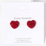 Crystal Paved Heart Stud Earrings - Madeline Love - Flyclothing LLC