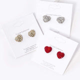 Crystal Paved Heart Stud Earrings - Madeline Love - Flyclothing LLC