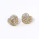 Crystal Paved Heart Stud Earrings - Madeline Love - Flyclothing LLC