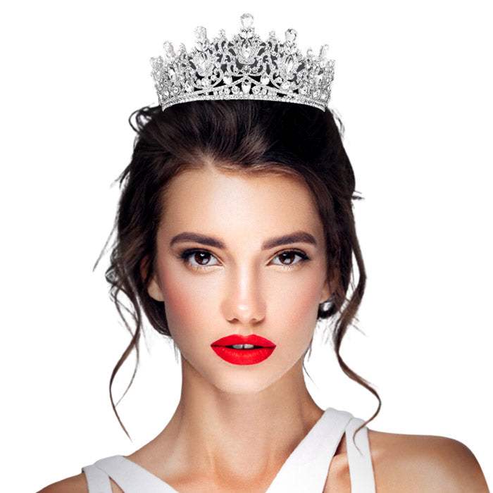Teardrop Marquise Stone Accented Crown Tiara - Madeline Love - Flyclothing LLC