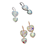 Crystal Stone Double Heart Link Dropdown Earrings - Madeline Love - Flyclothing LLC