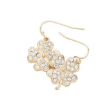 Crystal Stone Paved Clover Dangle Earrings - Madeline Love - Flyclothing LLC