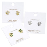 Cubic Zirconia Clover Stud Earrings - Madeline Love - Flyclothing LLC