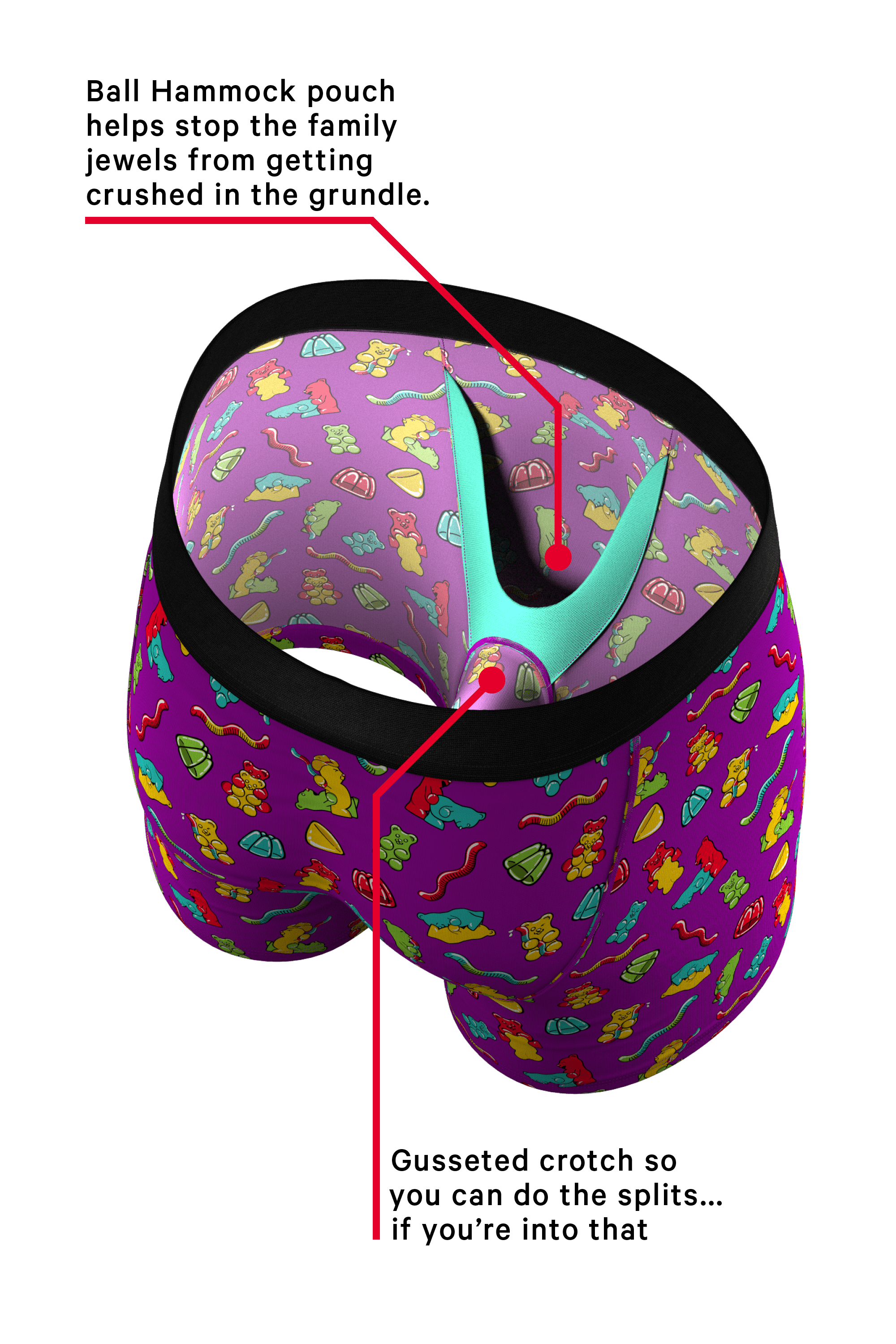 The Naughty Bears | Gummy Bear Ball Hammock® Pouch Underwear - Shinesty