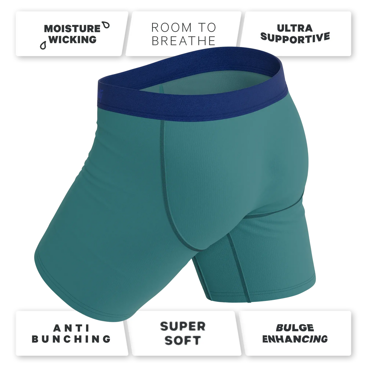 The Curacao | Teal Long Leg Ball Hammock® Pouch Underwear With Fly - Shinesty - Flyclothing LLC