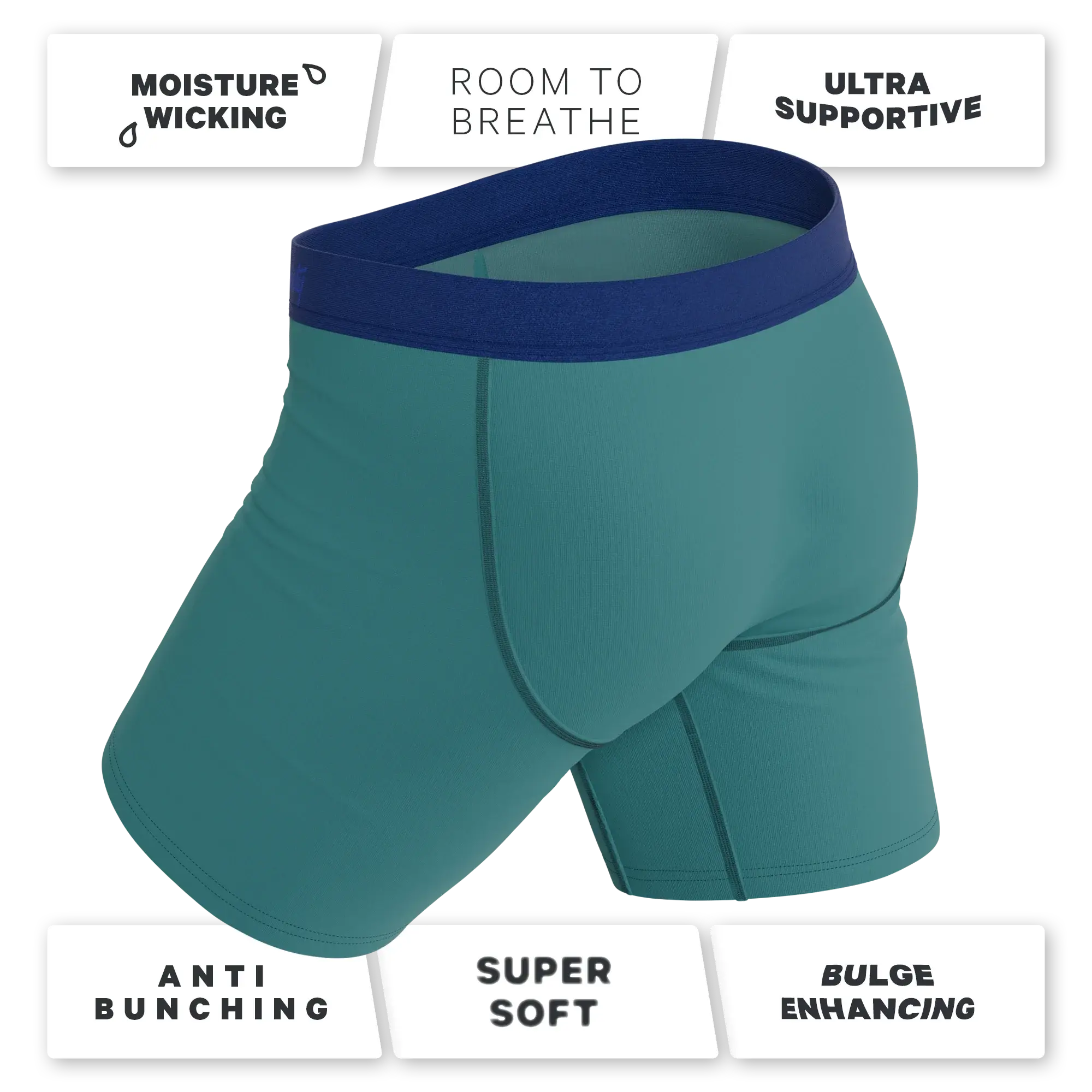 The Curacao | Teal Long Leg Ball Hammock® Pouch Underwear With Fly - Shinesty - Flyclothing LLC