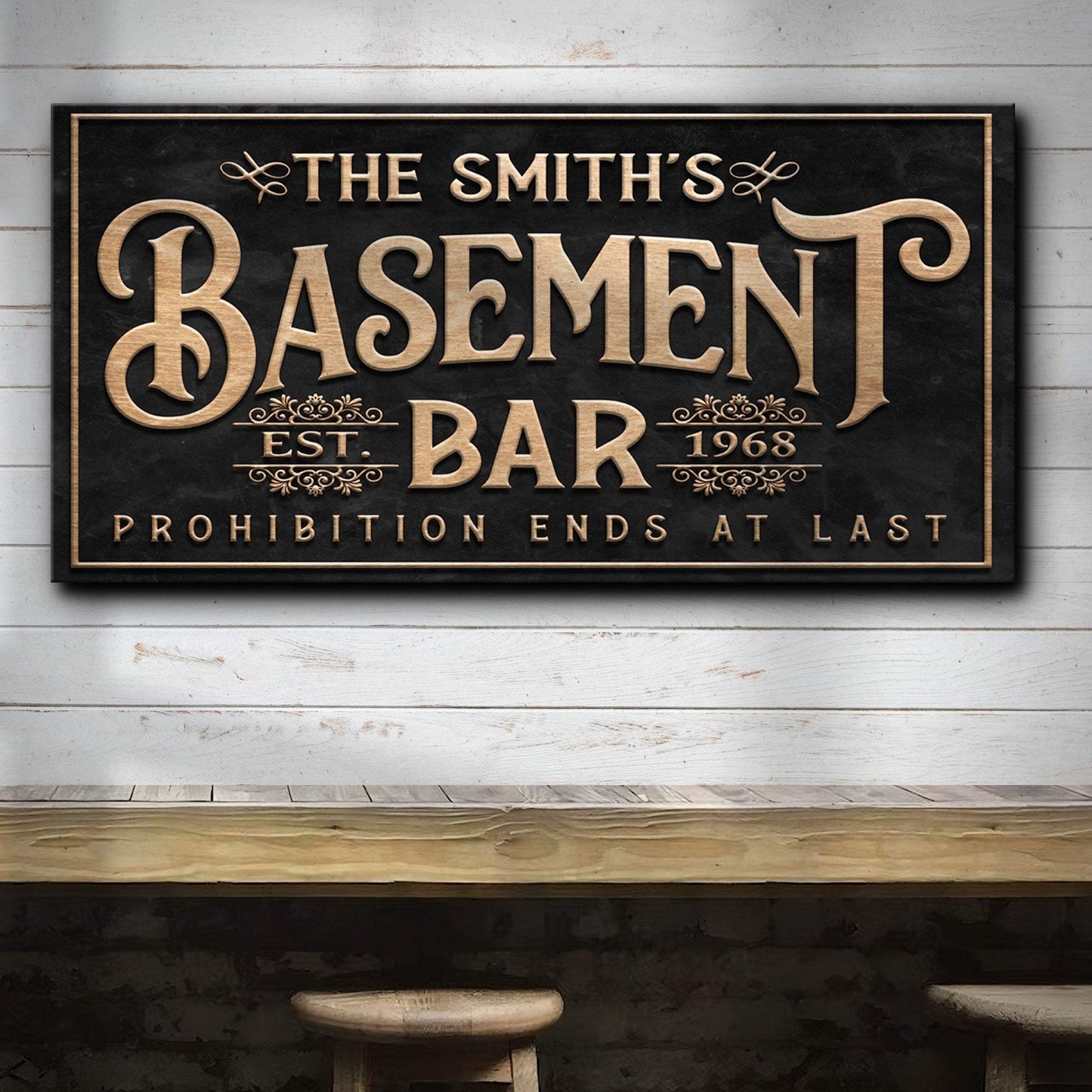 Custom Basement Bar Sign - Tailored Canvases - Flyclothing LLC