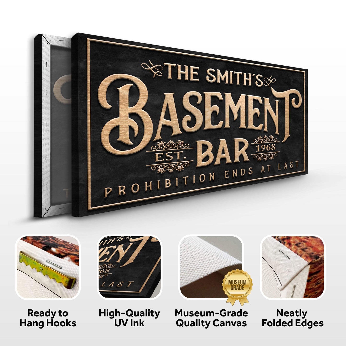 Custom Basement Bar Sign - Tailored Canvases - Flyclothing LLC