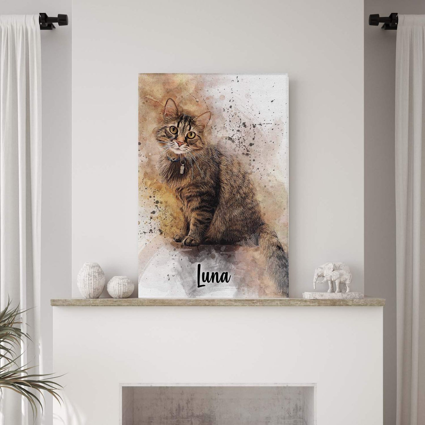 Custom Cat Watercolor Portrait - Tailored Canvases - Flyclothing LLC