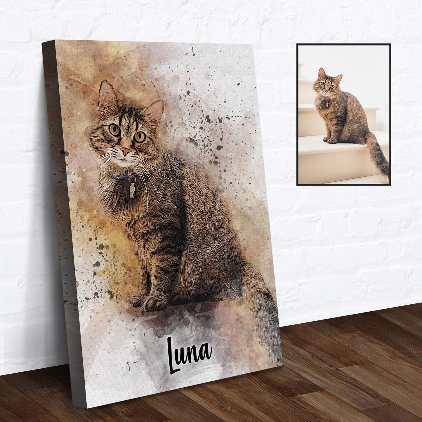 Custom Cat Watercolor Portrait - Tailored Canvases - Flyclothing LLC