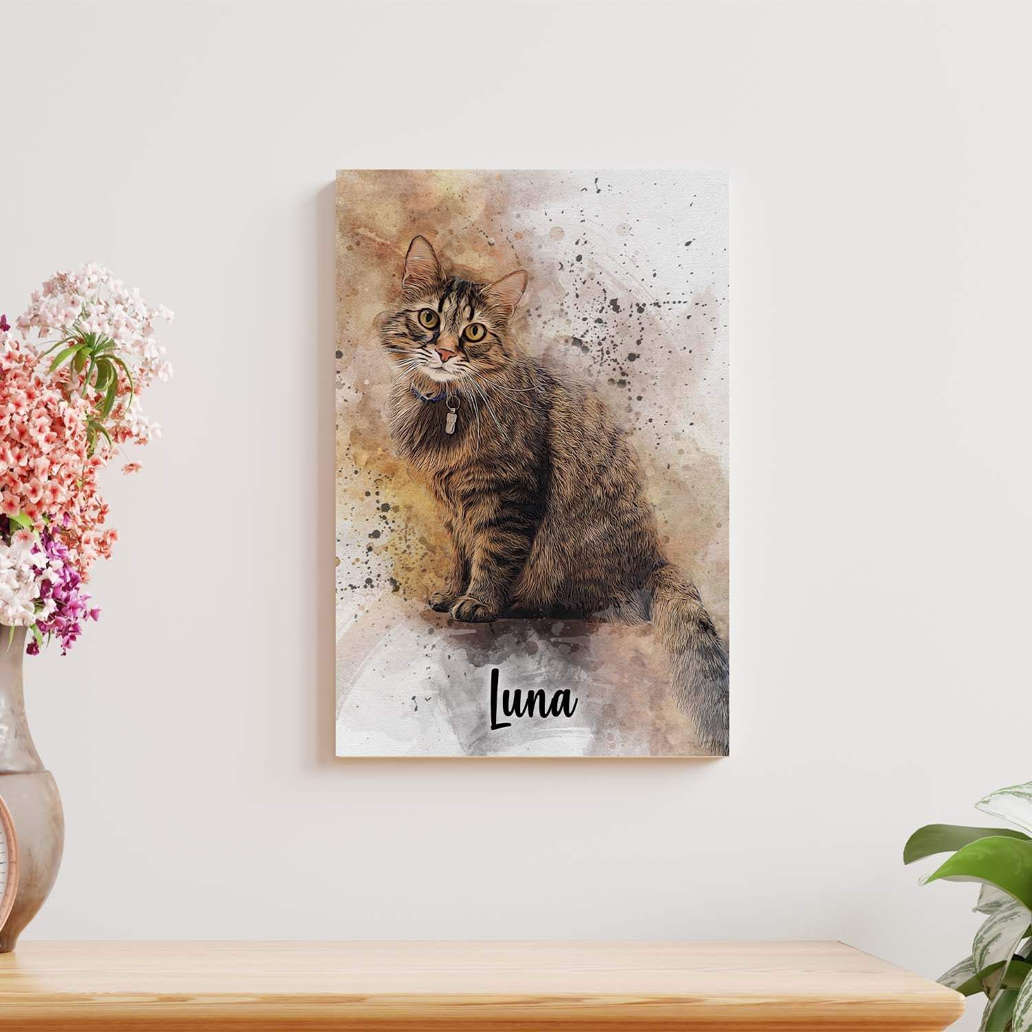 Custom Cat Watercolor Portrait - Tailored Canvases - Flyclothing LLC