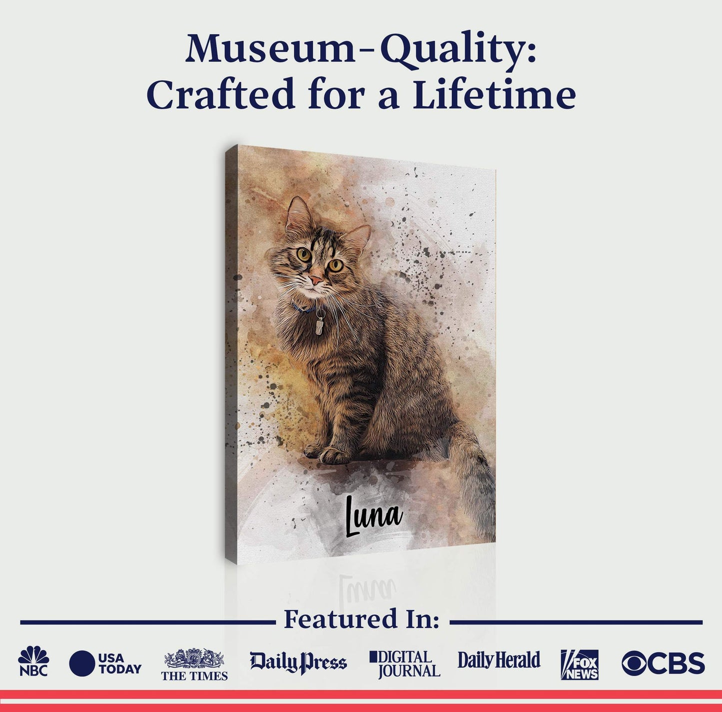 Custom Cat Watercolor Portrait - Tailored Canvases - Flyclothing LLC