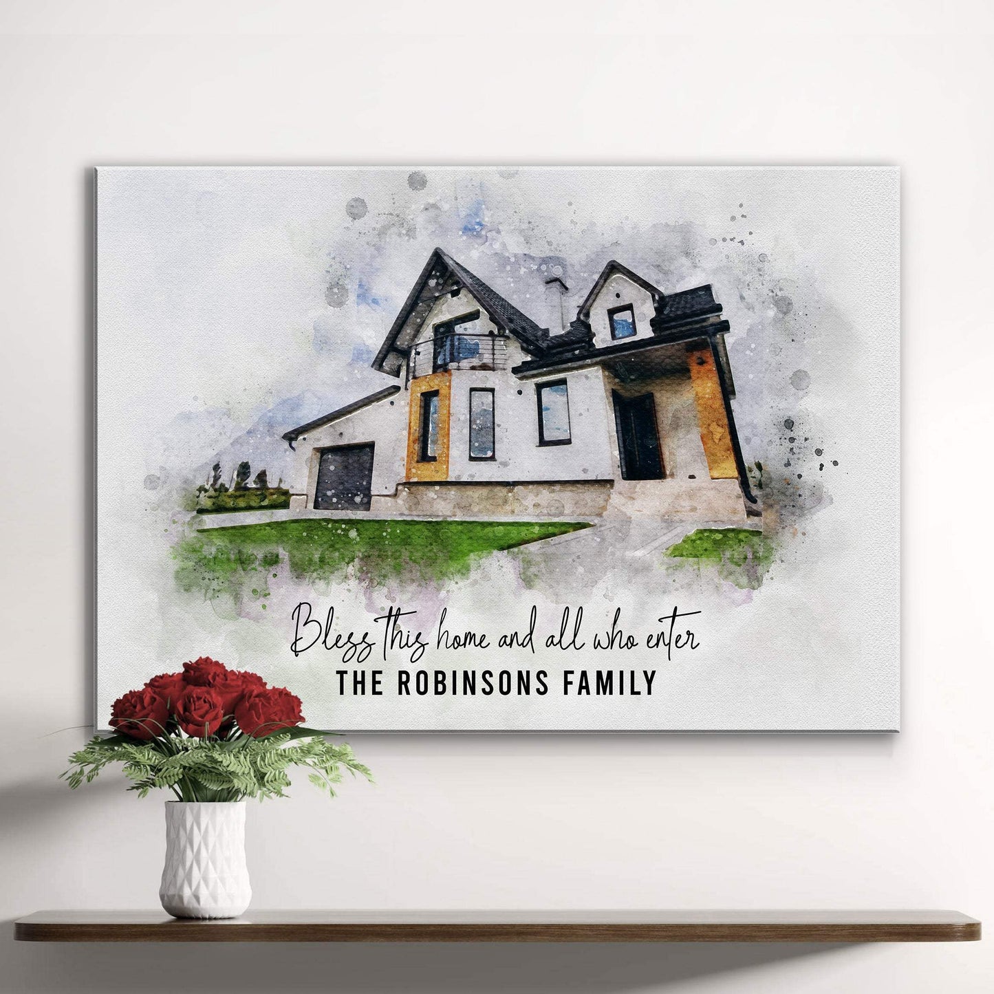 Custom House Watercolor Portrait - Tailored Canvases - Flyclothing LLC