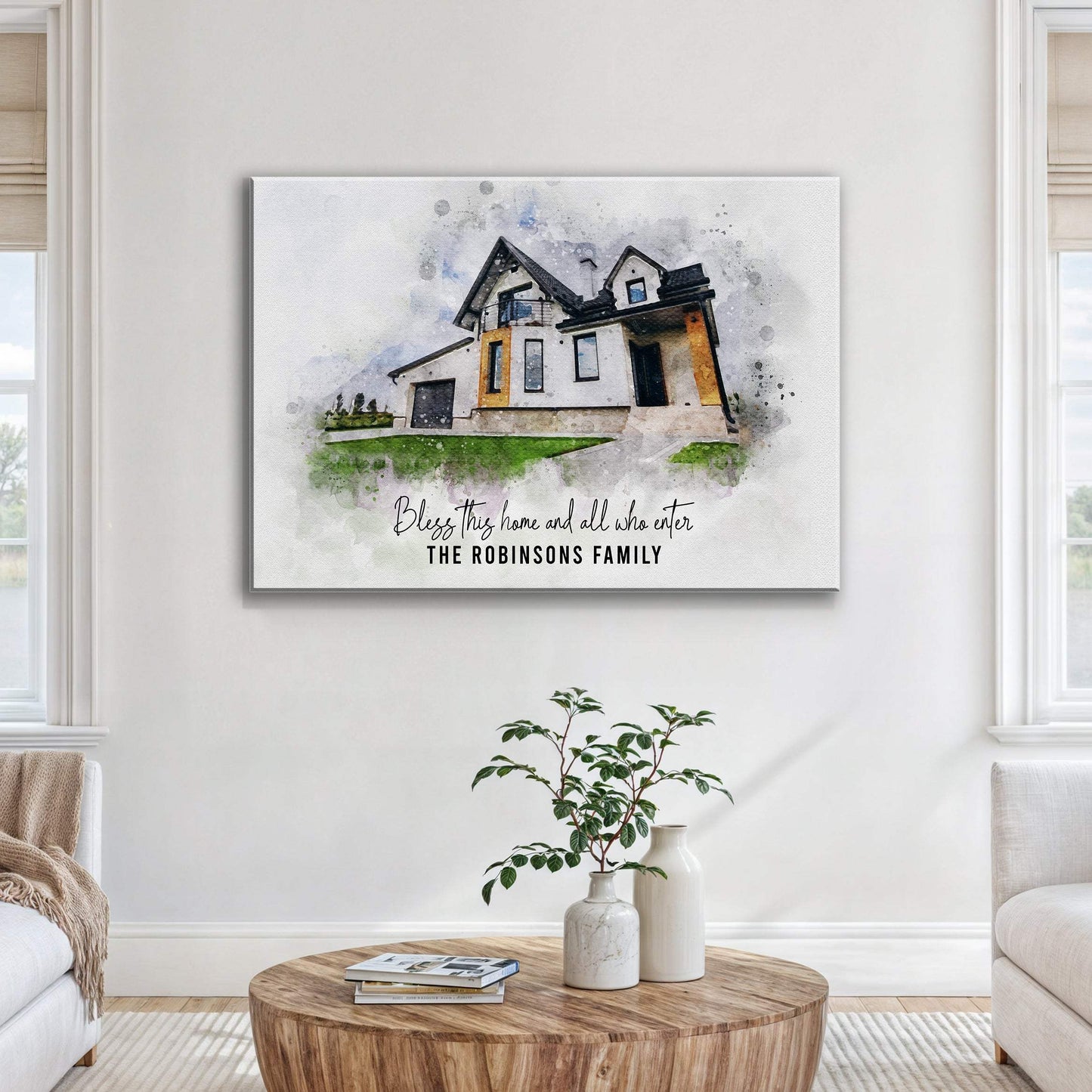 Custom House Watercolor Portrait - Tailored Canvases - Flyclothing LLC