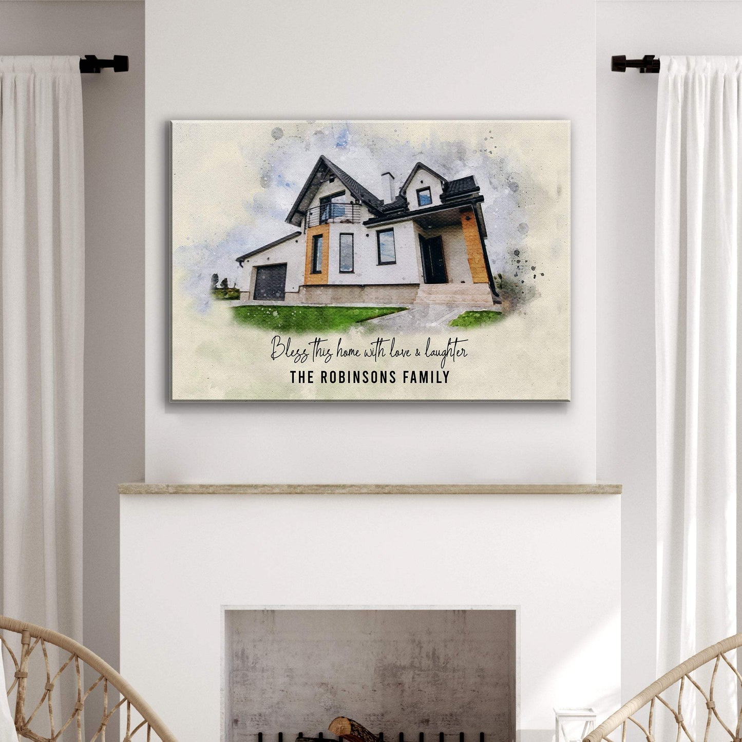 Custom House Watercolor Portrait - Tailored Canvases - Flyclothing LLC