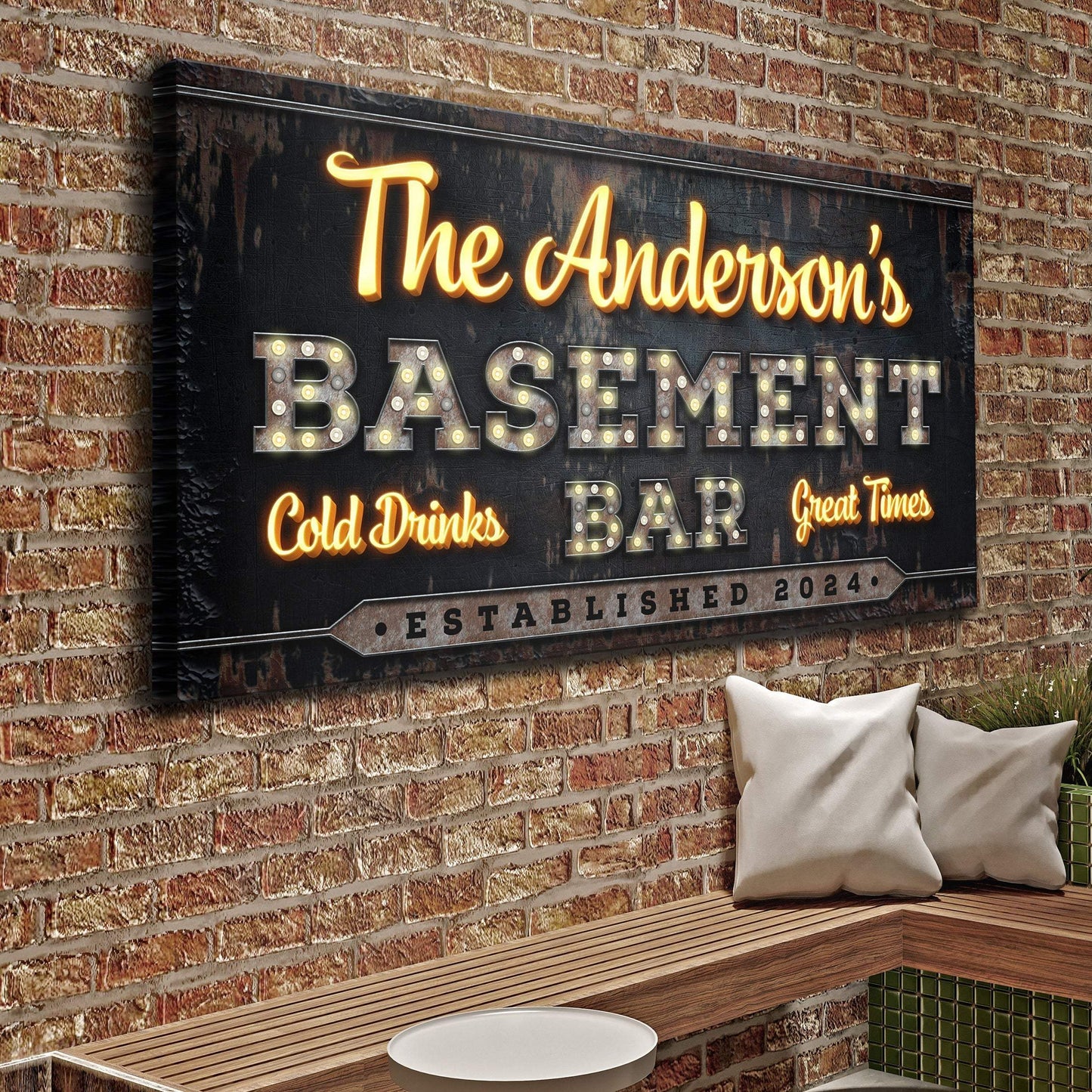 Custom Vintage Rust Basement Bar Sign III - Tailored Canvases - Flyclothing LLC