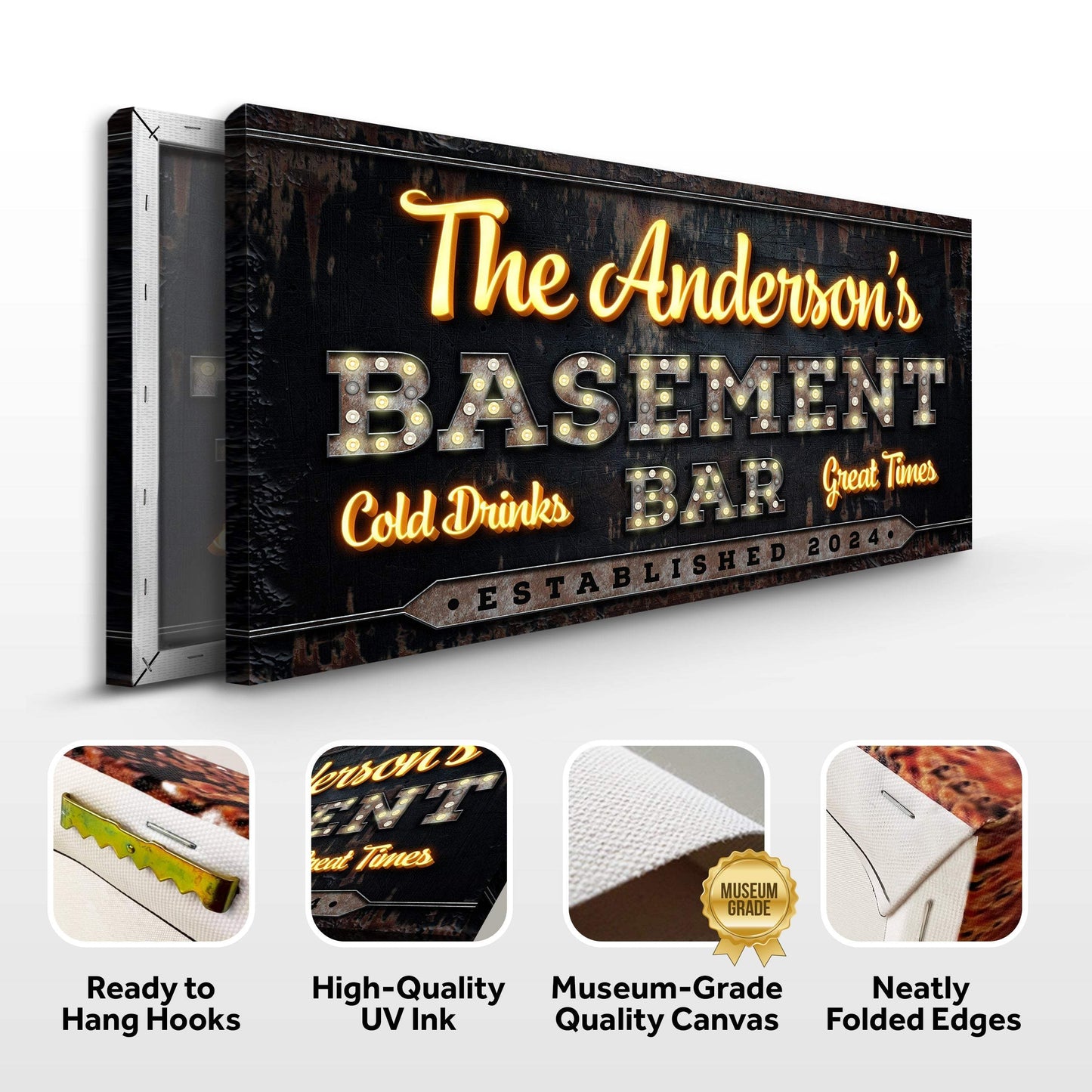 Custom Vintage Rust Basement Bar Sign III - Tailored Canvases - Flyclothing LLC