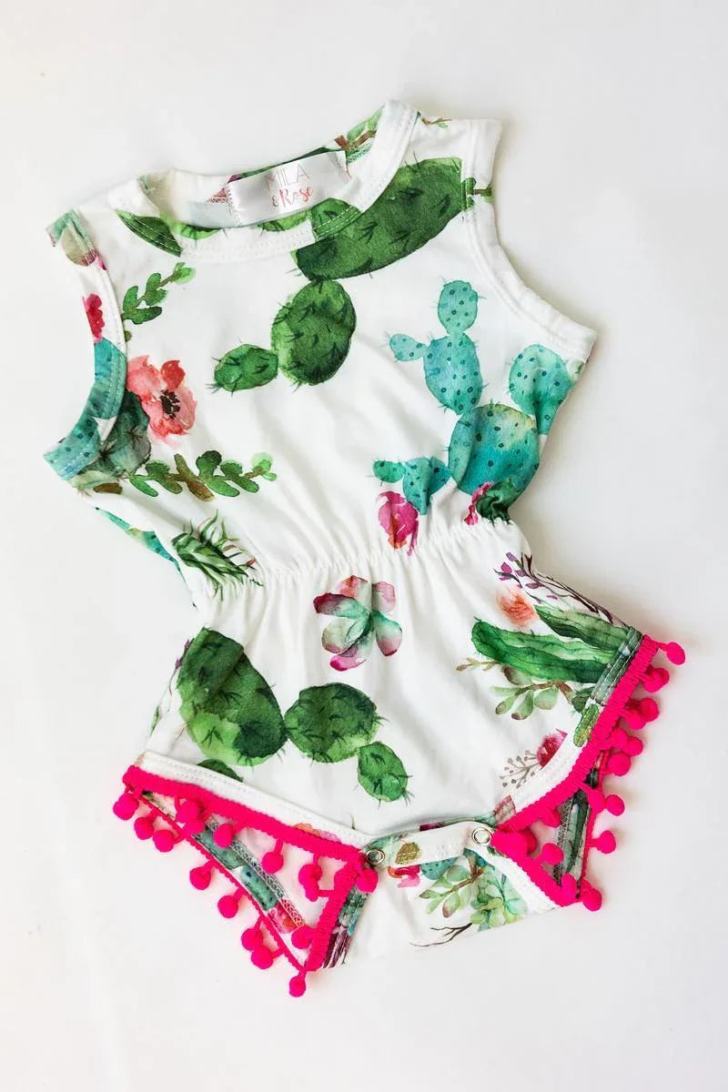 Cute Cactus Pom Pom Romper - Mila & Rose ® - Flyclothing LLC