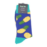 Pineapples (Royal Blue) Socks - Comfy Cotton for Men & Women - Real Sic - Flyclothing LLC